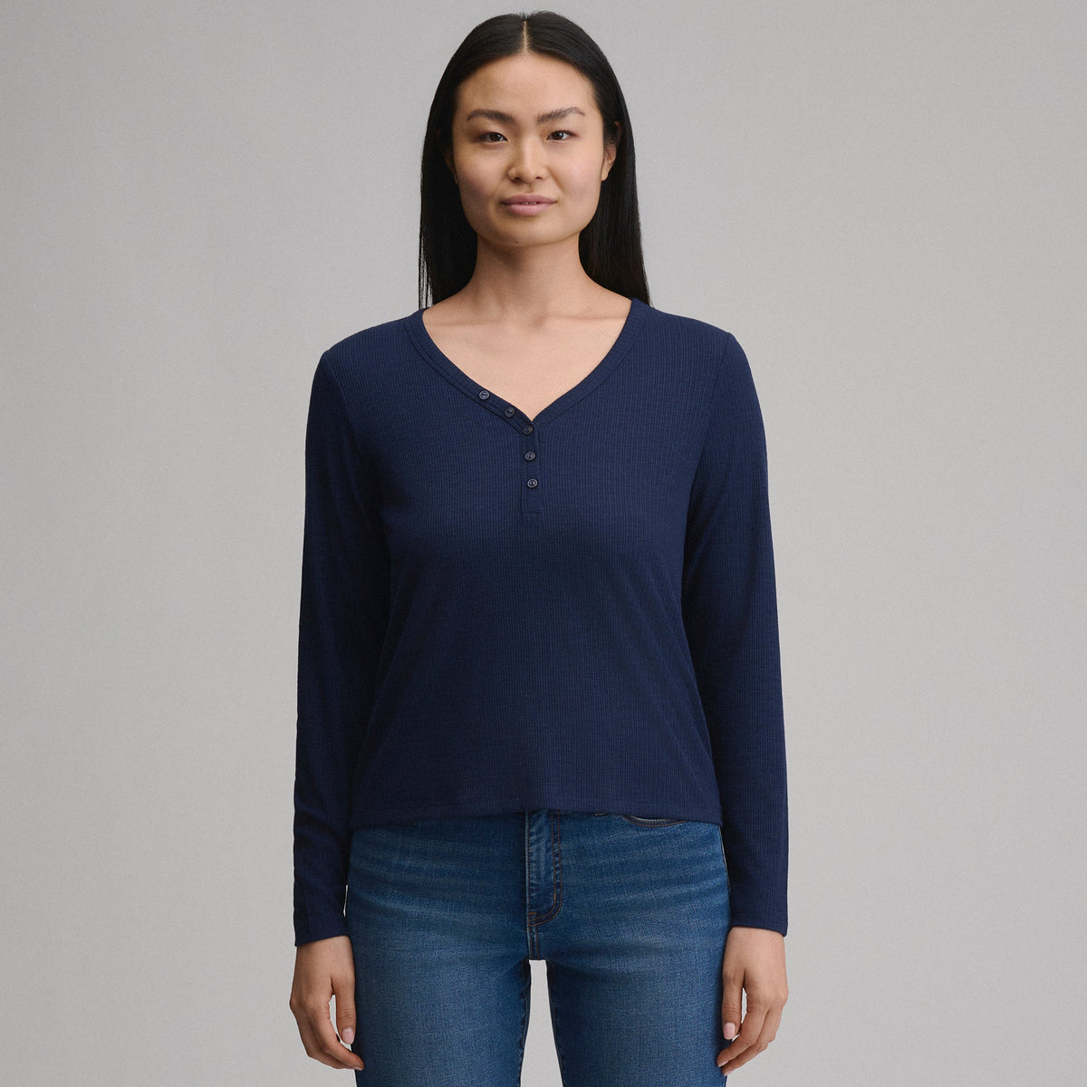 Women's Long-Sleeve Multi Button Henley
