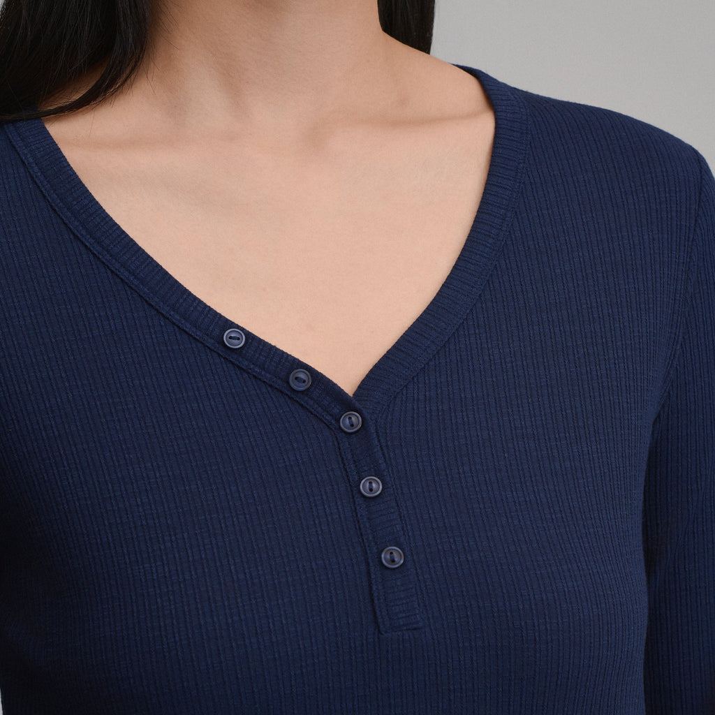 Women's Long-Sleeve Multi Button Henley