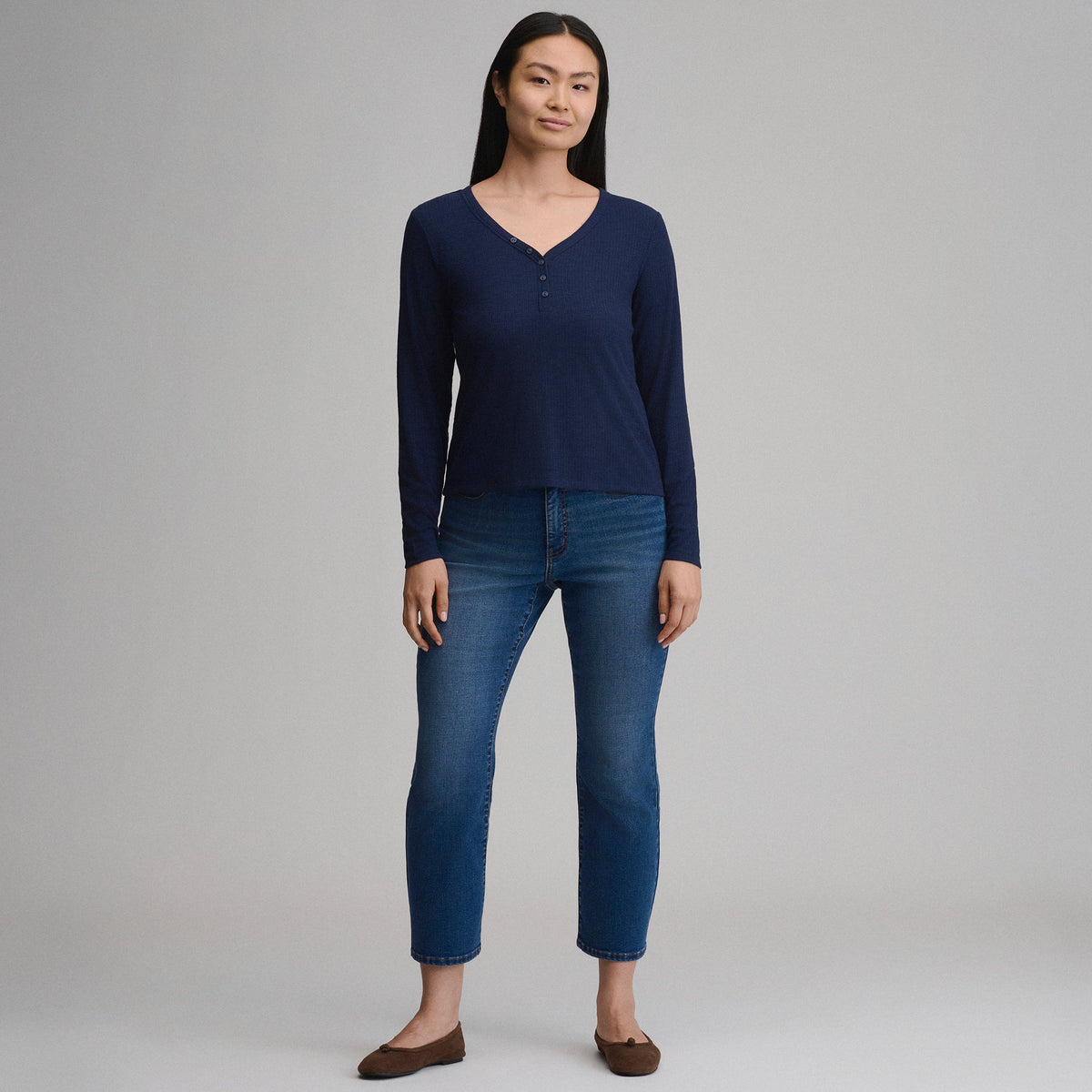 Women's Long-Sleeve Multi Button Henley