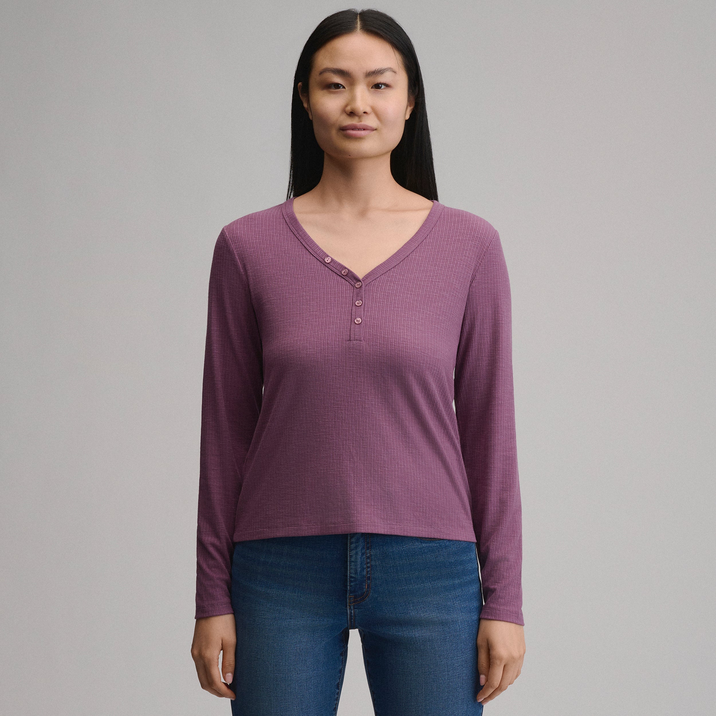 Women's Long-Sleeve Multi Button Henley