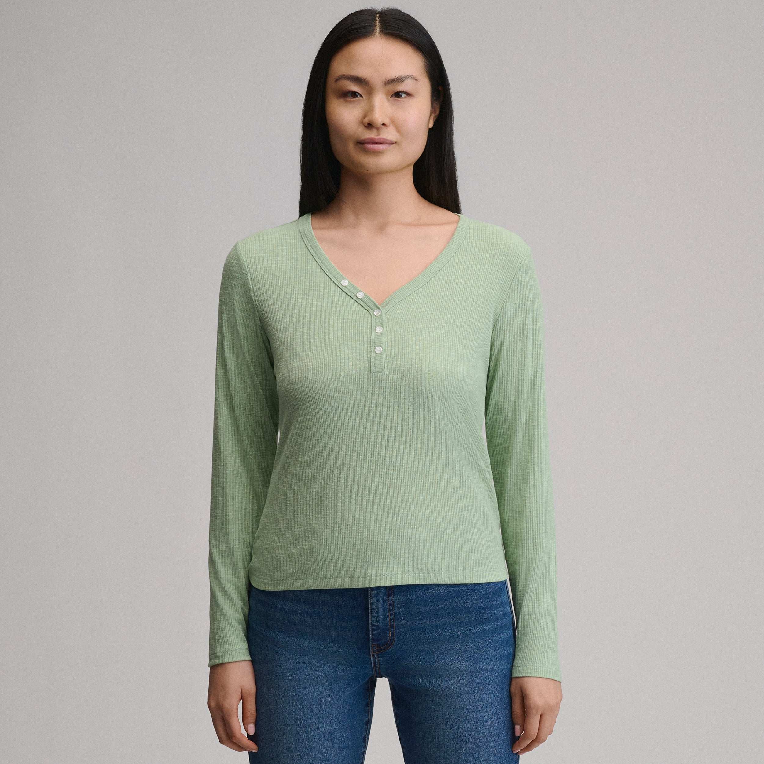 Women's Long-Sleeve Multi Button Henley
