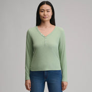 Women's Long-Sleeve Multi Button Henley - Limestone
