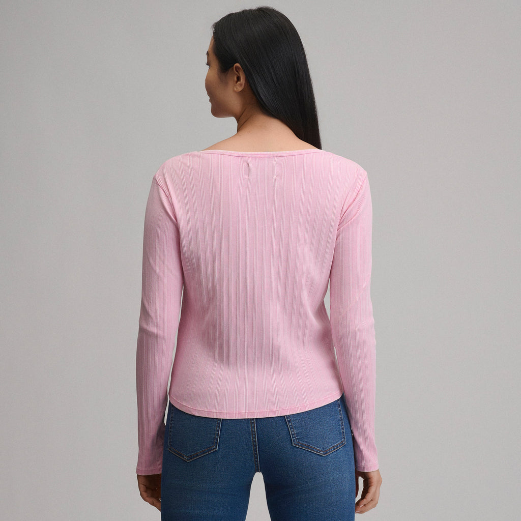Women's Long-Sleeve Rib Y-Neck Henley