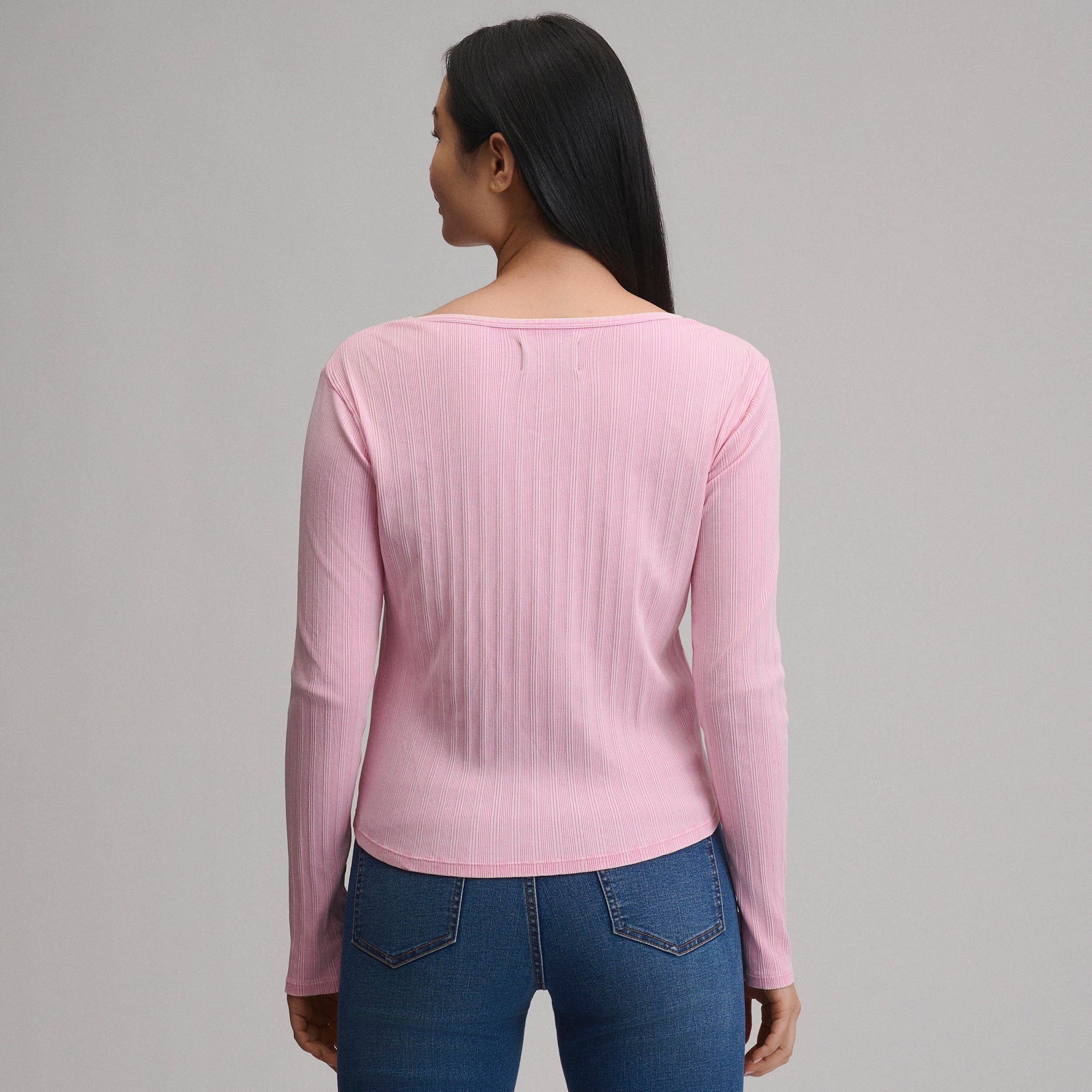 Women's Long-Sleeve Rib Y-Neck Henley