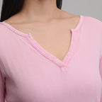 Women's Long-Sleeve Rib Y-Neck Henley