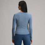 Women's Long-Sleeve Rib Y-Neck Henley