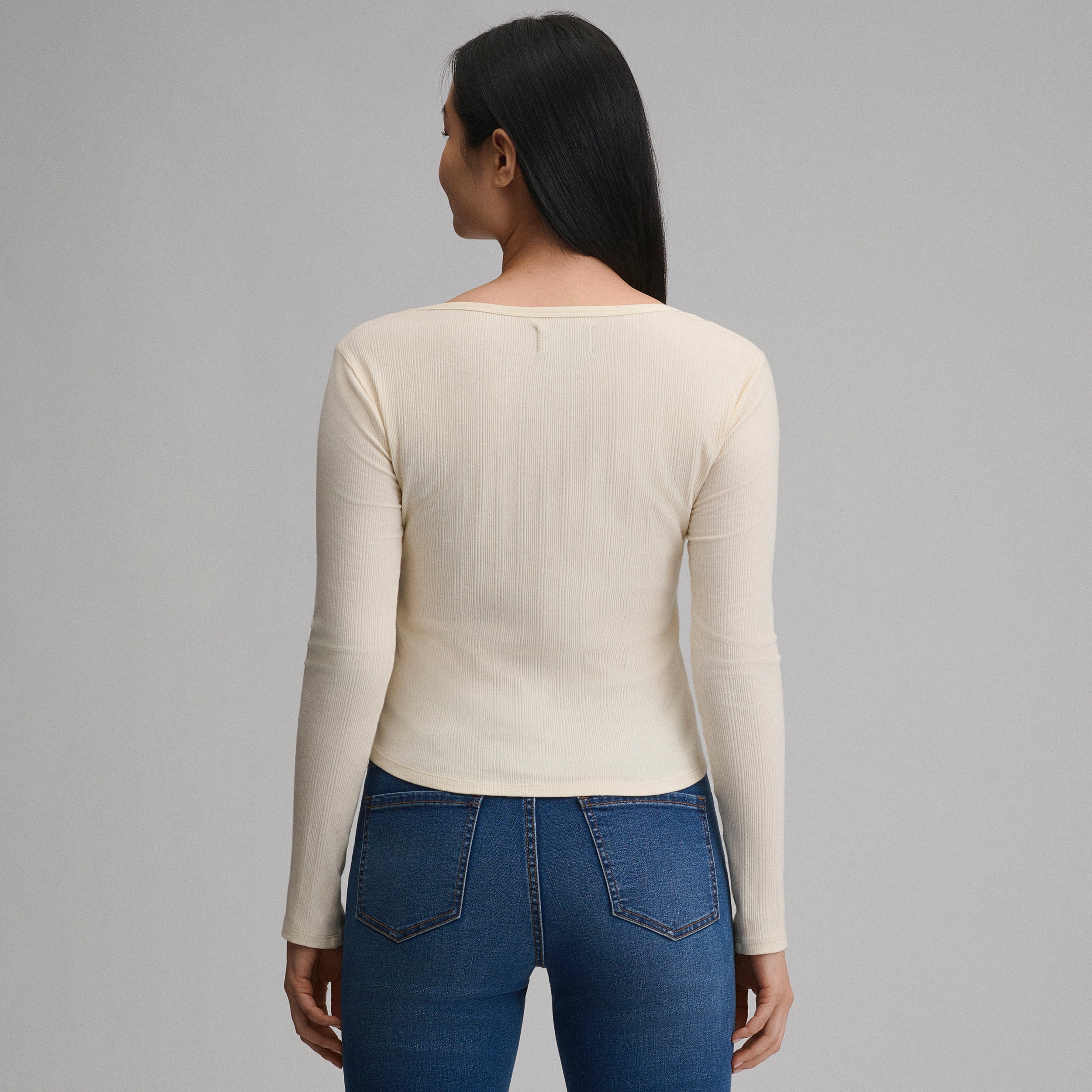 Women's Long-Sleeve Rib Y-Neck Henley