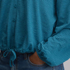 Women's Long-Sleeve Button Front Drawstring Hem Top