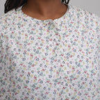 Women's Long-Sleeve Collarless Button-Down Shirt