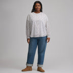 Women's Long-Sleeve Collarless Button-Down Shirt