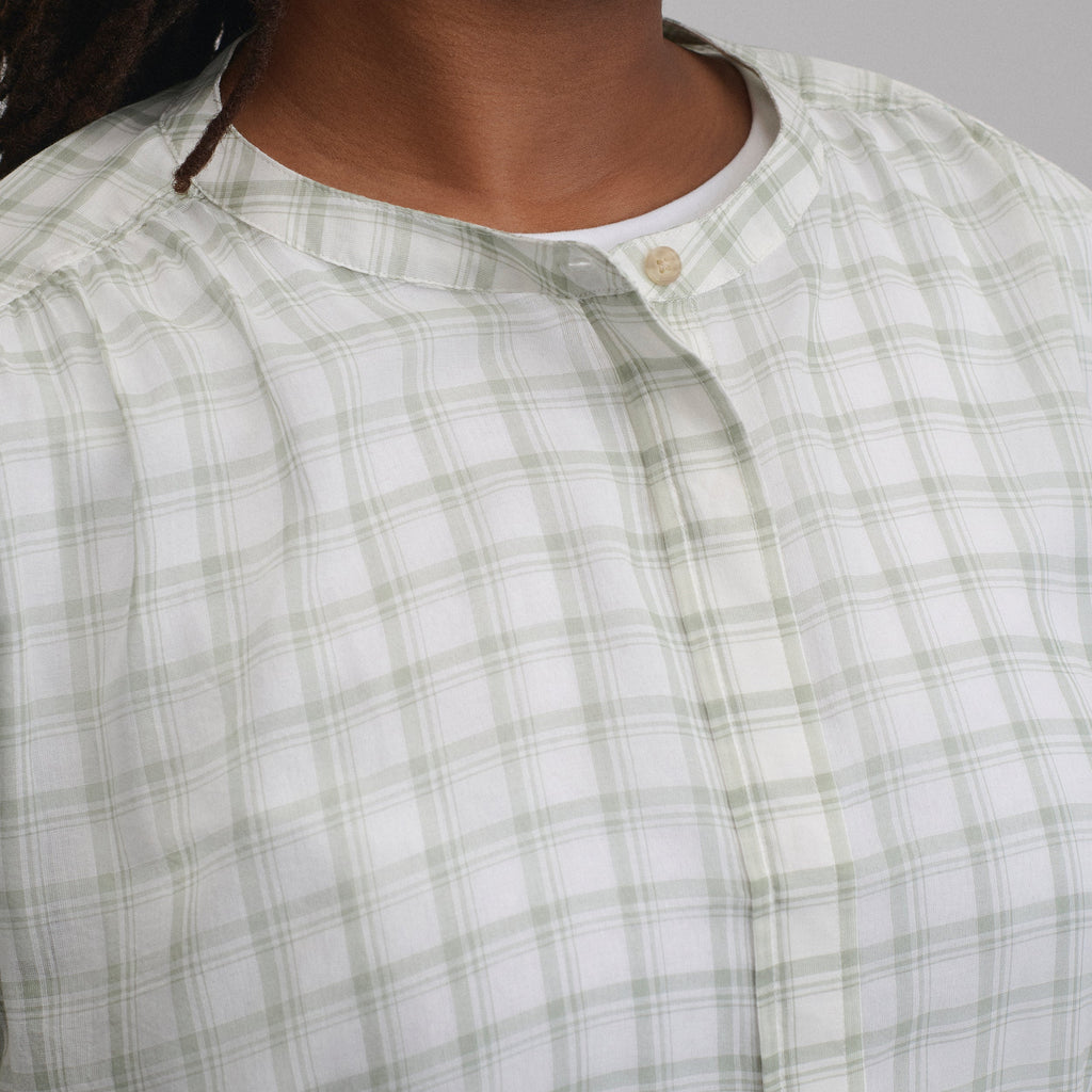 Women's Long-Sleeve Collarless Button-Down Shirt