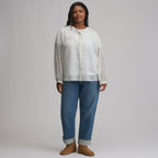 Women's Long-Sleeve Collarless Button-Down Shirt