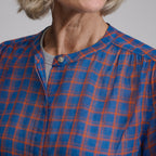 Women's Long-Sleeve Collarless Button-Down Shirt