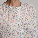 Women's Long-Sleeve Collarless Button-Down Shirt