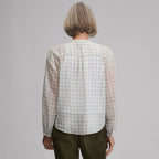 Women's Long-Sleeve Collarless Button-Down Shirt