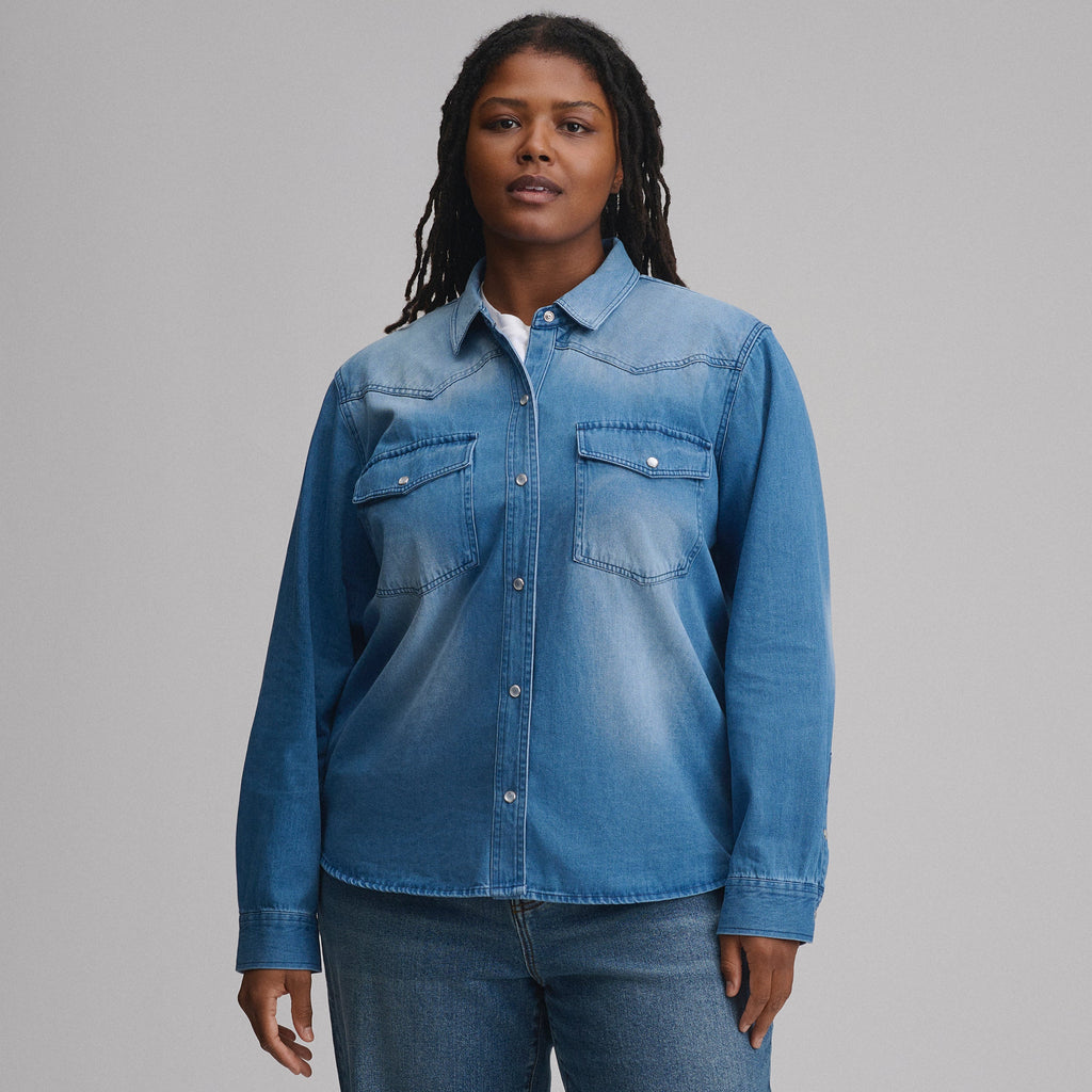 Women's Long-Sleeve Western Denim Shirt
