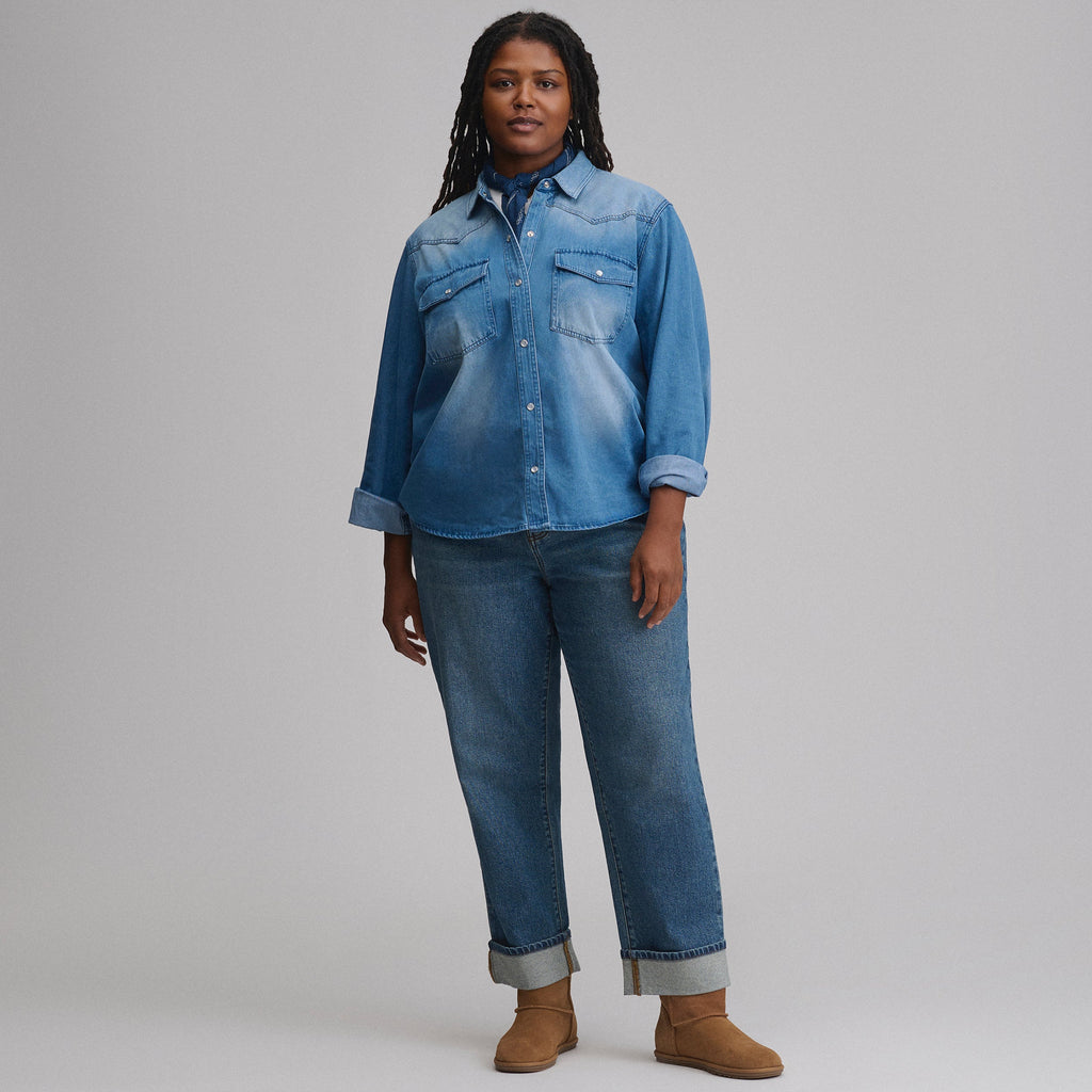 Women's Long-Sleeve Western Denim Shirt