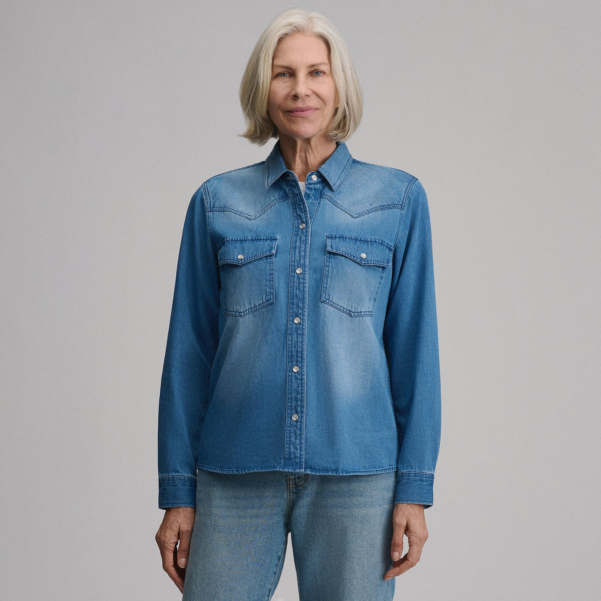 Women's Long-Sleeve Western Denim Shirt