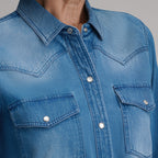 Women's Long-Sleeve Western Denim Shirt