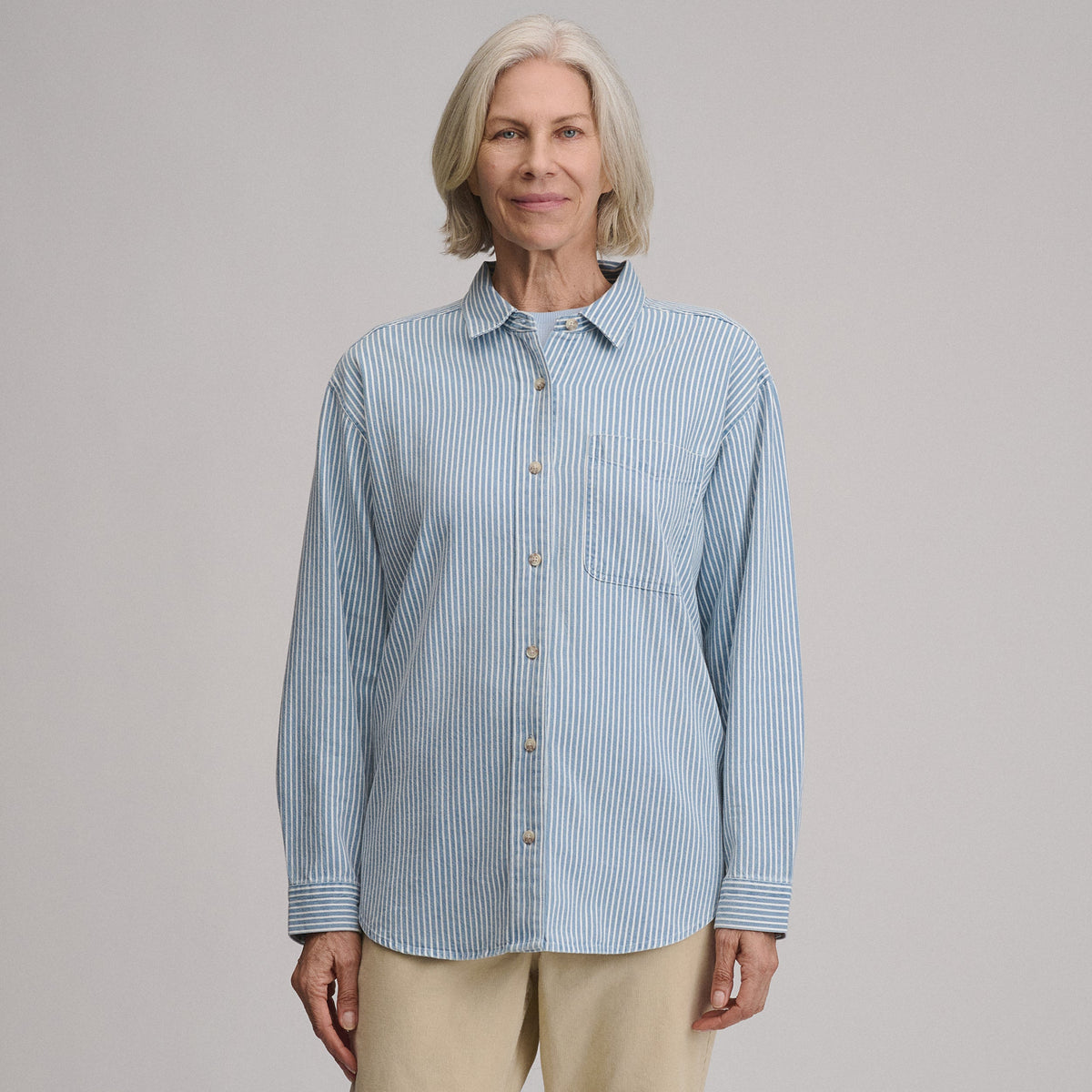 Women's Long-Sleeve Denim Boyfriend Overshirt
