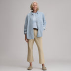 Women's Long-Sleeve Denim Boyfriend Overshirt