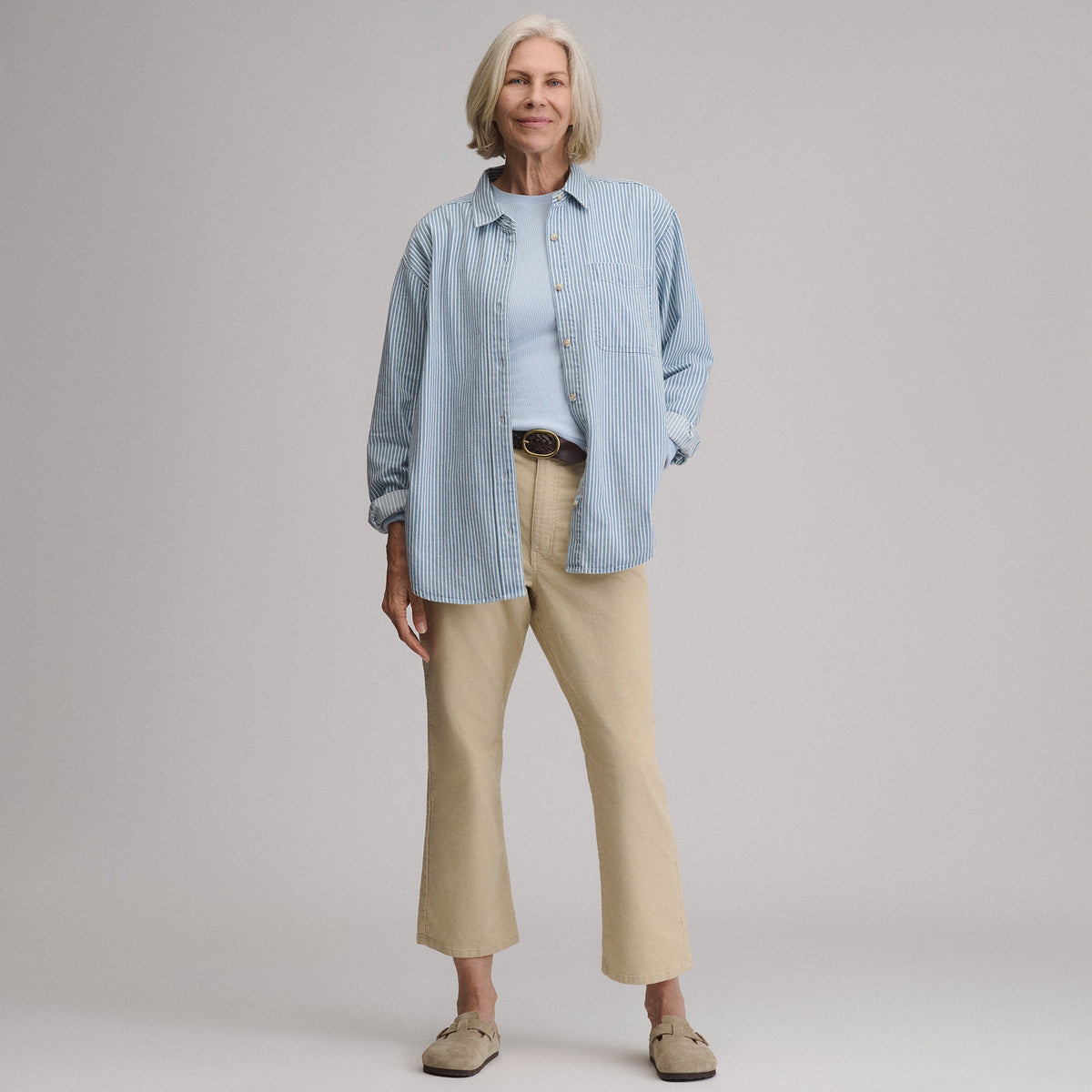 Women's Long-Sleeve Denim Boyfriend Overshirt