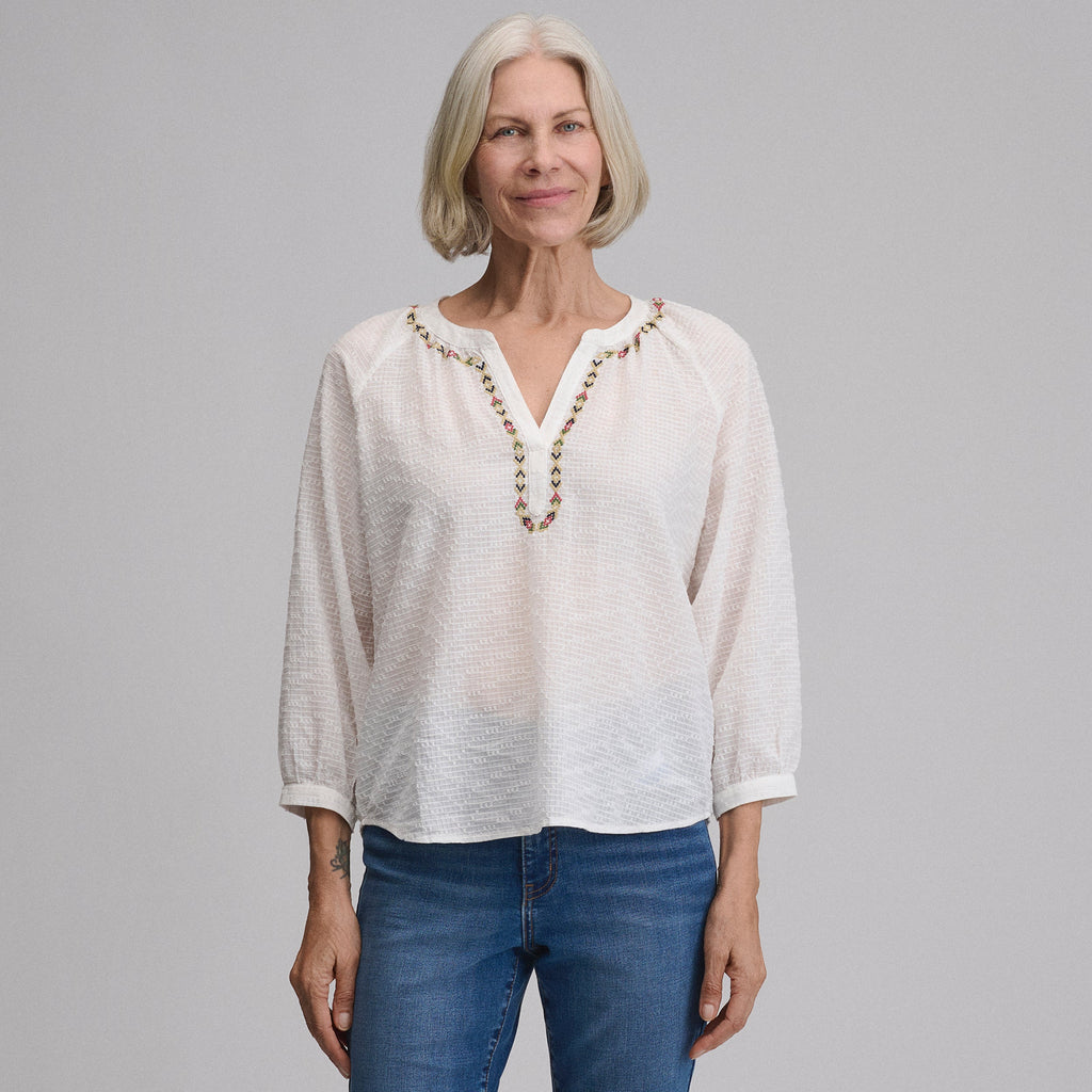 Women's Long-Sleeve Split-Neck Popover