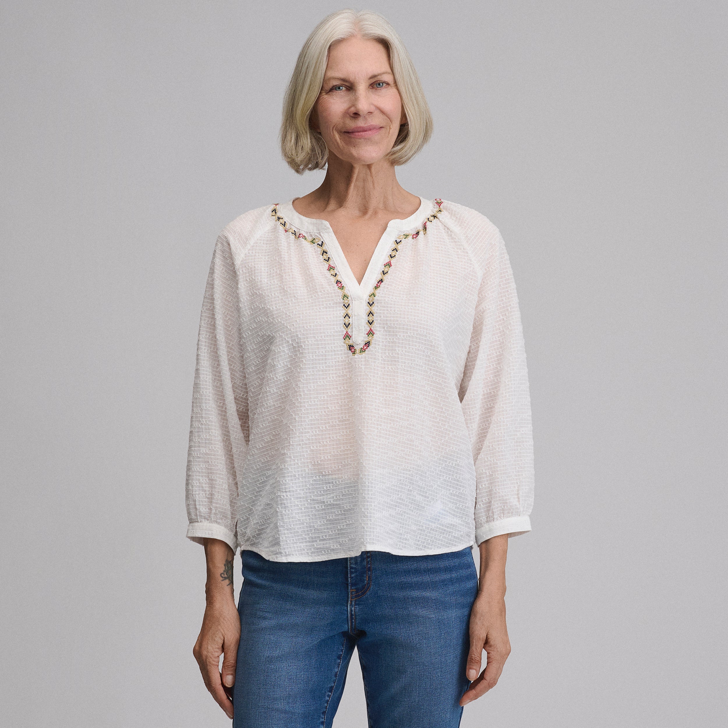 Women's Long-Sleeve Split-Neck Popover