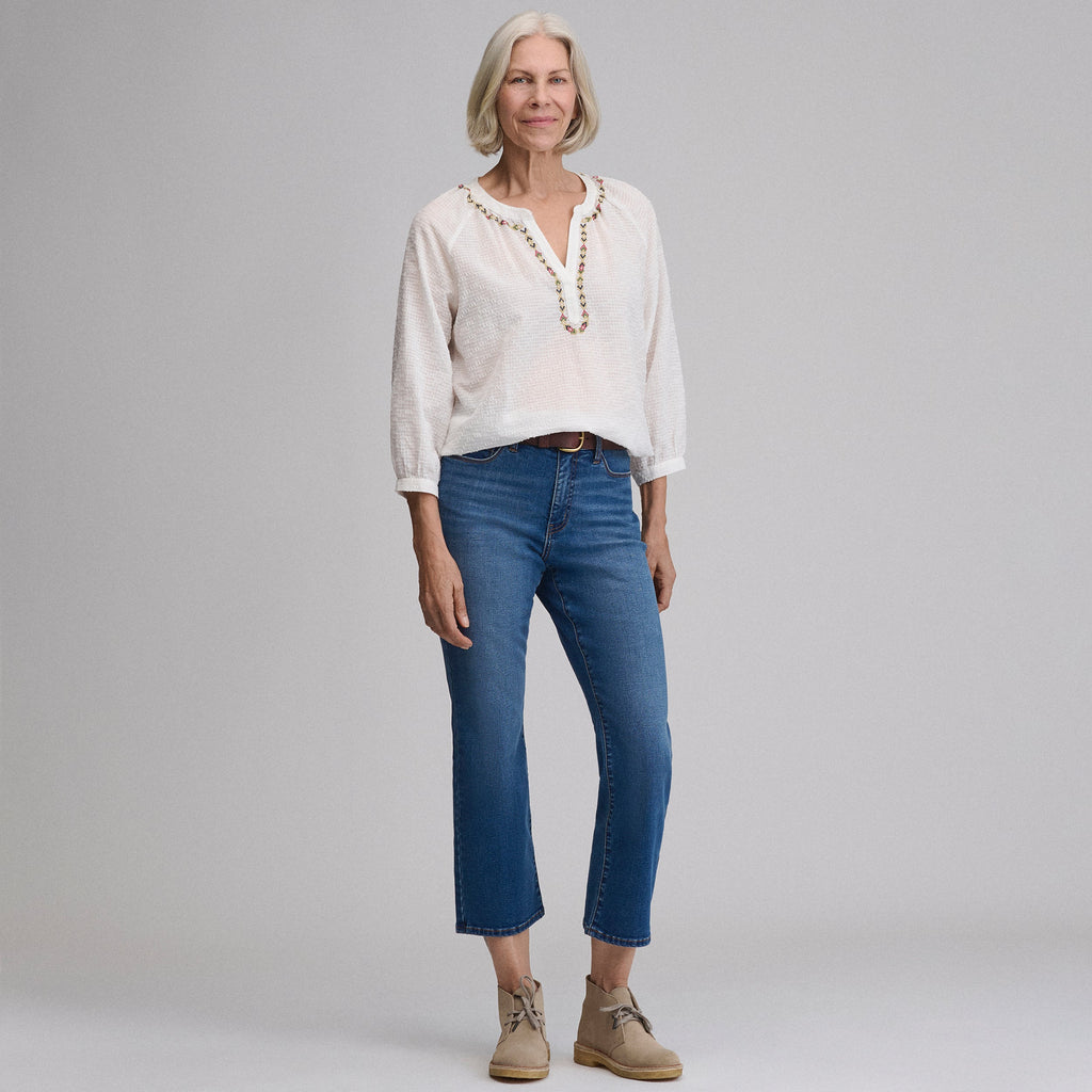 Women's Long-Sleeve Split-Neck Popover