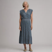 Women's Flutter Sleeve Smocked Waist Midi Dress - Dark Horizon