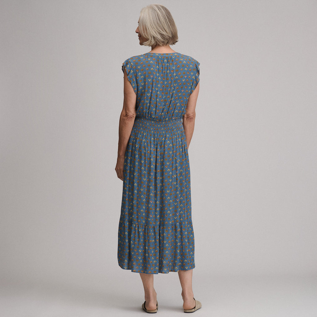 Women's Flutter Sleeve Smocked Waist Midi Dress