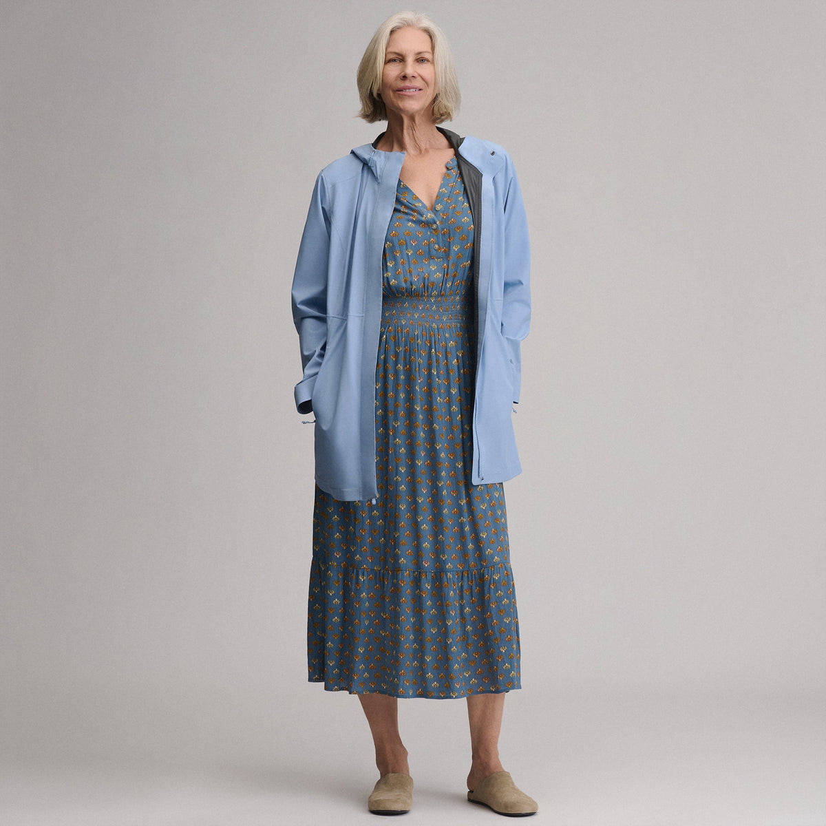 Women's Flutter Sleeve Smocked Waist Midi Dress