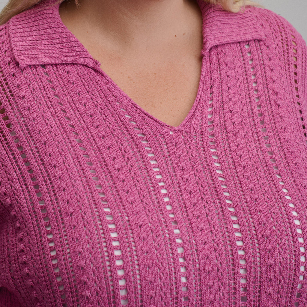 Women's Long-Sleeve Slub Johnny Collar Sweater