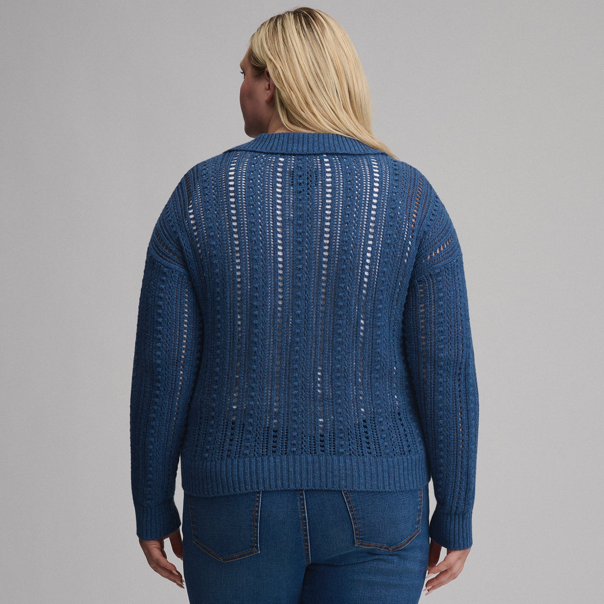 Women's Long-Sleeve Slub Johnny Collar Sweater