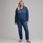 Women's Long-Sleeve Slub Johnny Collar Sweater