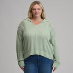 Women's Long-Sleeve Slub Johnny Collar Sweater
