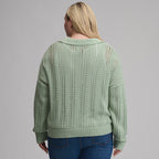 Women's Long-Sleeve Slub Johnny Collar Sweater