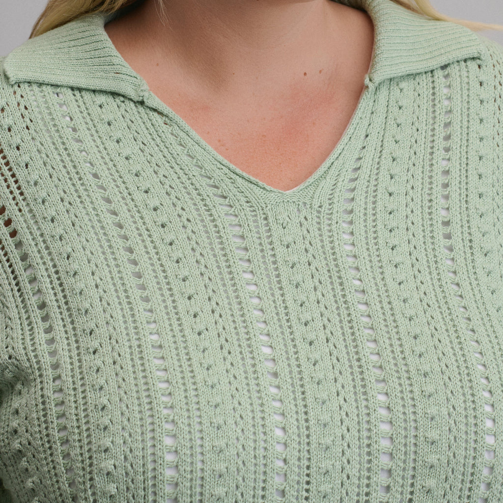 Women's Long-Sleeve Slub Johnny Collar Sweater