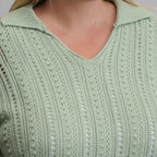 Women's Long-Sleeve Slub Johnny Collar Sweater