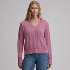 Women's Long-Sleeve Slub Johnny Collar Sweater