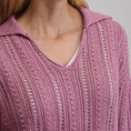 Women's Long-Sleeve Slub Johnny Collar Sweater