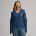 Women's Long-Sleeve Slub Johnny Collar Sweater