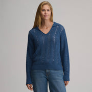 Women's Long-Sleeve Slub Johnny Collar Sweater - Dusk