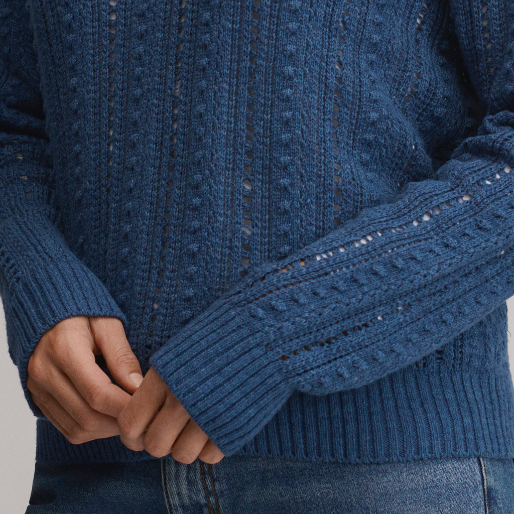 Women's Long-Sleeve Slub Johnny Collar Sweater