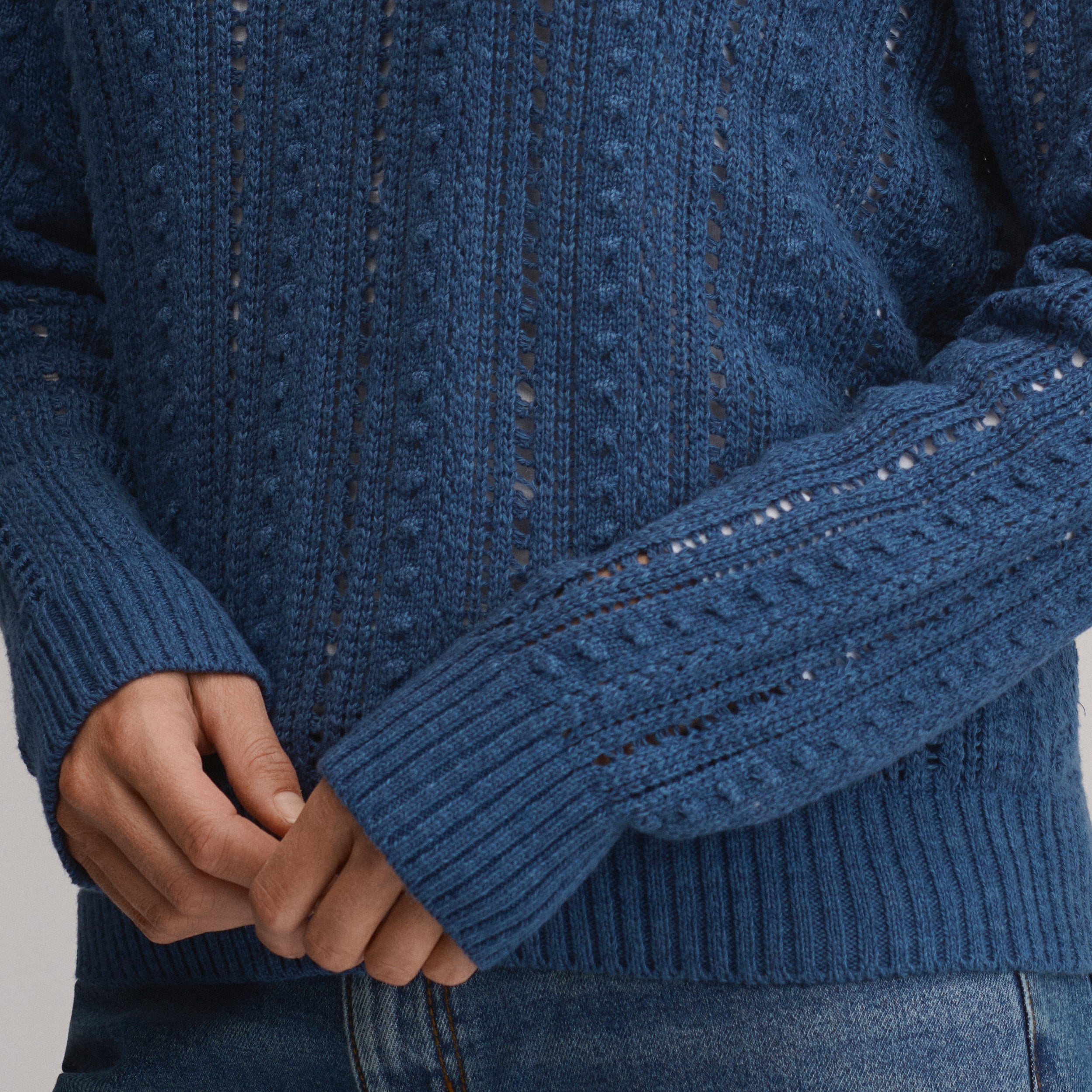 Women's Long-Sleeve Slub Johnny Collar Sweater