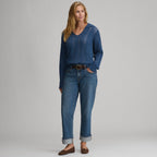Women's Long-Sleeve Slub Johnny Collar Sweater