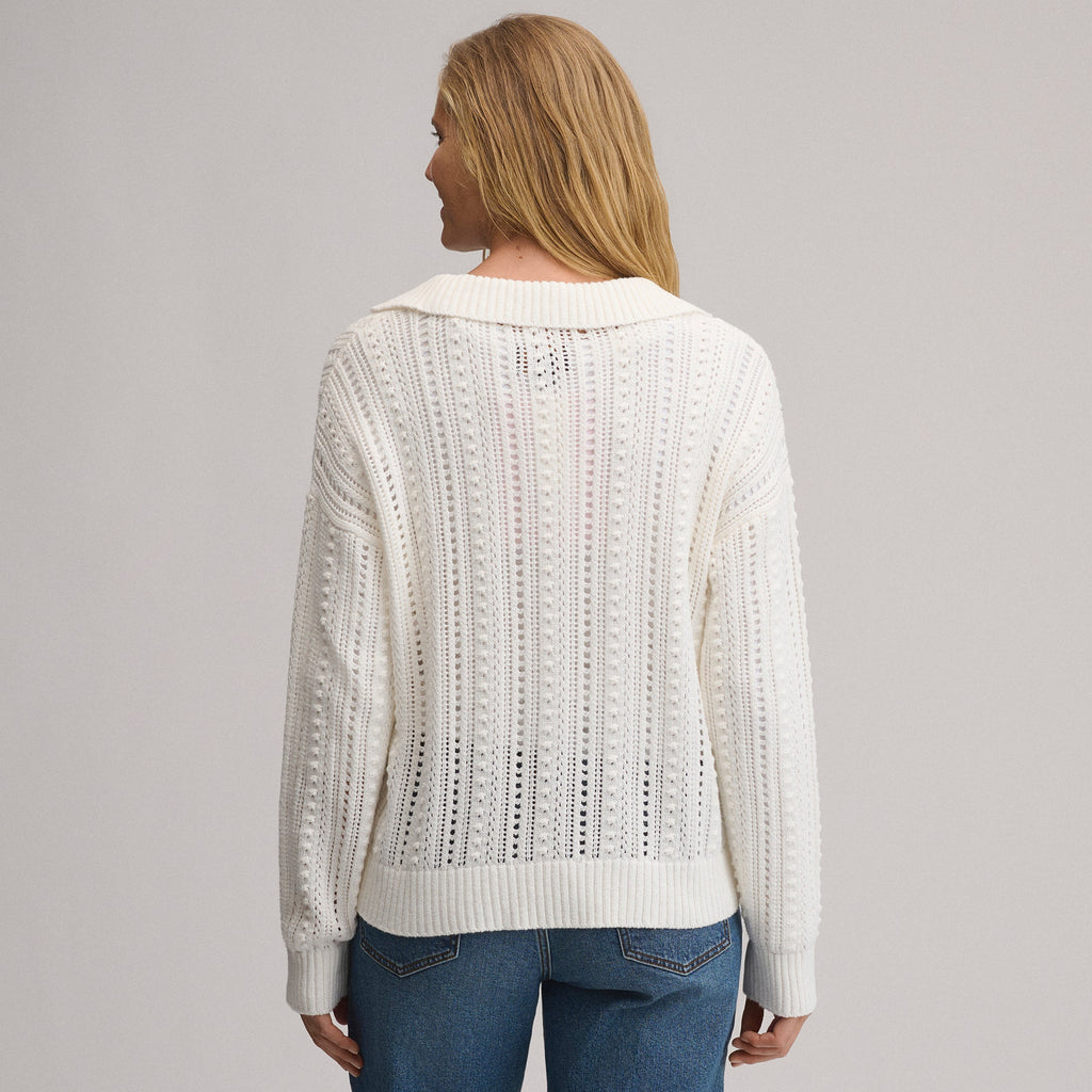Women's Long-Sleeve Slub Johnny Collar Sweater