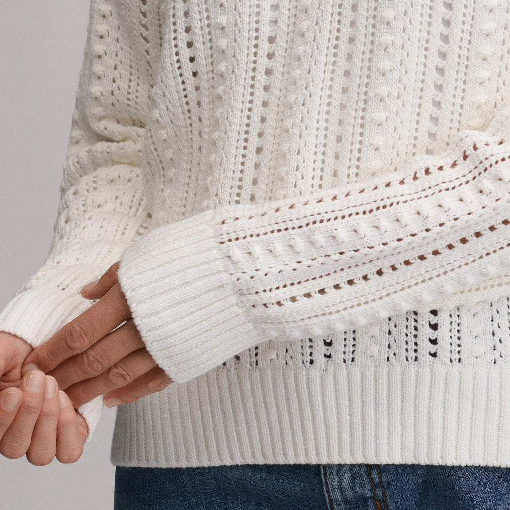 Women's Long-Sleeve Slub Johnny Collar Sweater