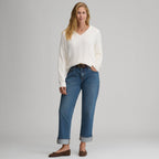 Women's Long-Sleeve Slub Johnny Collar Sweater