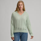 Women's Long-Sleeve Slub Johnny Collar Sweater